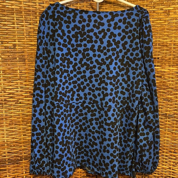😍5/$10 Ava & Viv Blue Dot Long Sleeve Sweetheart Neck Tie Front Blouse 3X - Picture 5 of 9